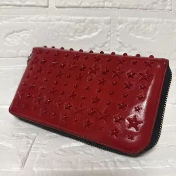 장지갑 JIMMYCHOO 스타 스터드 RED 빨간색 라운드 지퍼