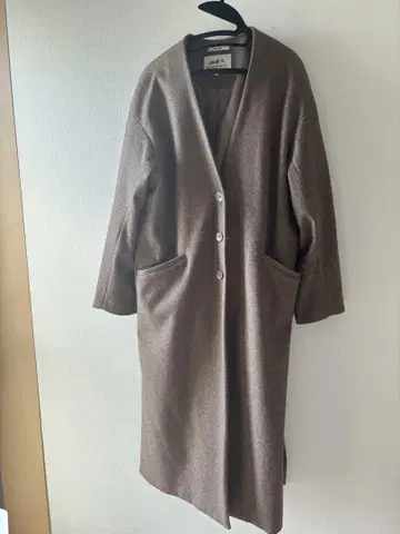 브라운 헤링본 롱 코트