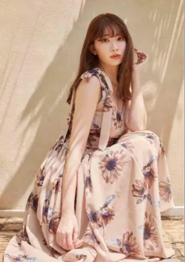 herlipto 해바라기 프린트 미디 드레스