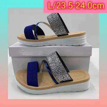 L/23.5-24.0cm 여성용 새상품 비쥬 샌들 장식 샌들 파랑