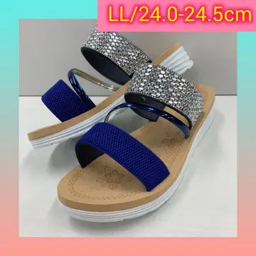 LL/24.0-24.5cm 여성용 새상품 비쥬 샌들 장식 샌들 파랑