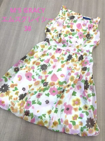 M'S GRACY 엠즈 그레이시 꽃무늬 원피스 벌룬 밑단 쉬폰 38
