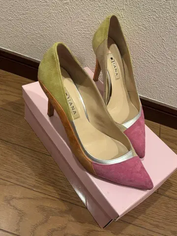 DIANA 스웨이드 하이힐 23.5cm 핑크/그린