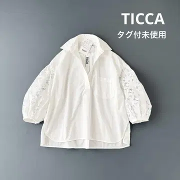 TICCA 레이스 퍼프 슬리브 블라우스 화이트