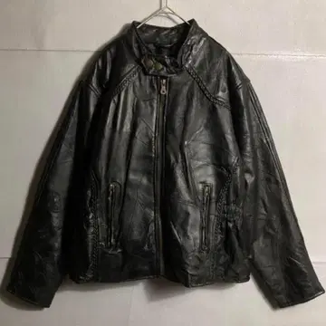 '80s 90s 가죽 자켓 라이더 패치워크 가죽 재킷 블루종