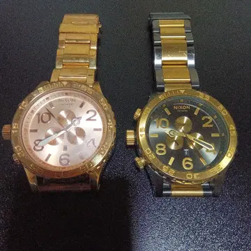 NIXON 51-30 골드/블랙 핑크 골드 손목시계 2개 세트