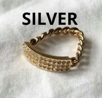 빈티지 지르코니아 체인 반지 골드 코팅 SILVER