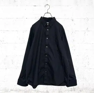 SACAI 긴팔 숨겨진 버튼 다운 셔츠 코튼 블랙 컬러 L 사이즈