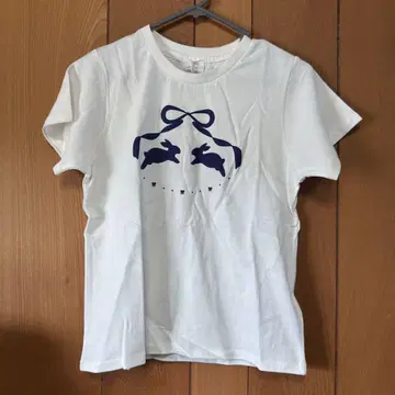 merry jenny 토끼 리본 T 토끼 티셔츠 화이트