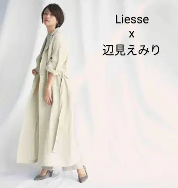 Liesse x  오픈 카라 원피스 브라운 린넨 실크 M