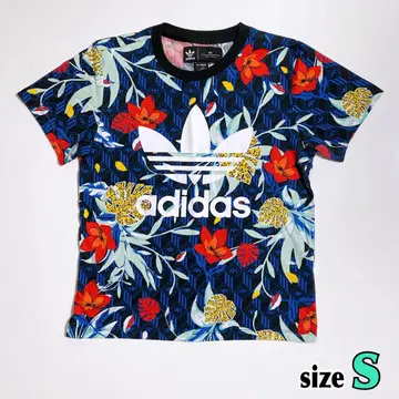 ADIDAS ORIGINALS 여성용 티셔츠 꽃무늬 트레포일 로고