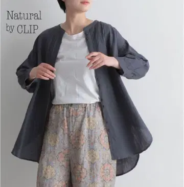 내추럴 바이크 클립 Natural by CLIP 면 린넨 밴드 카라 셔츠