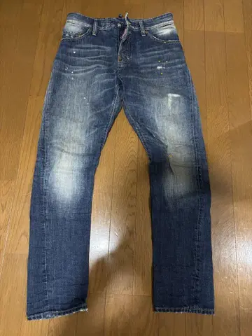 다크 블루 스트레이트 청바지 자수
