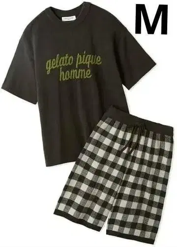 젤라또피케 HOMME 로고 풀오버 & 체크 하프 팬츠 세트 (M)