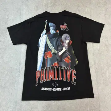 NARUTO 아카츠키 이타치 상의 반팔 티셔츠 구제 의류 블랙 검정 M