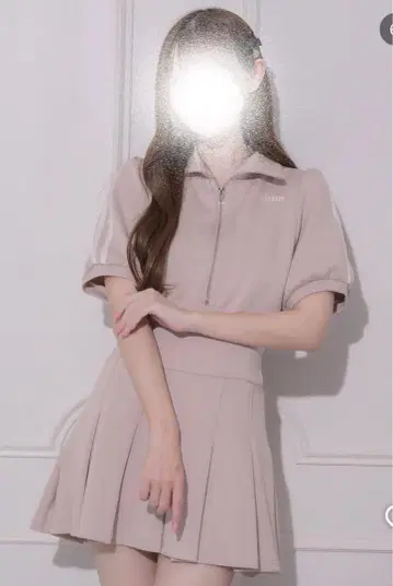 pium 더블 라인 저지 미니 원피스 핑크