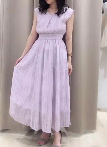 새상품 Noela 노엘라 쉬폰 레이스 맥시 원피스 라벤더 S
