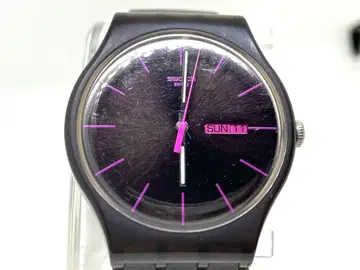 Swatch SUN 11 블랙 핑크 고무 벨트