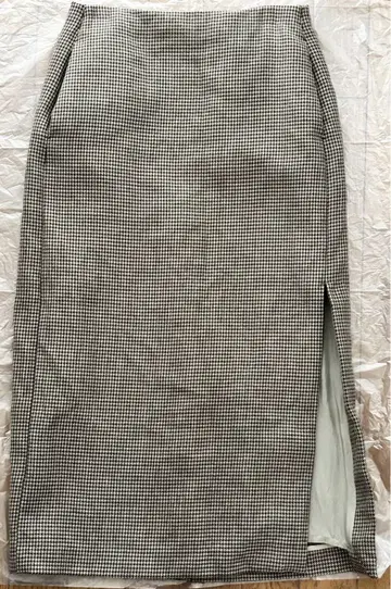오라리 체크 슬릿 스커트