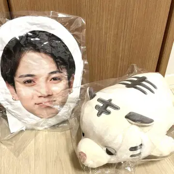 미야코 카이토 얼굴 쿠션과 호랑이 봉제 인형