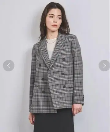 유나이티드 애로우즈 더블 브레스트 테일러드 자켓 체크 무늬