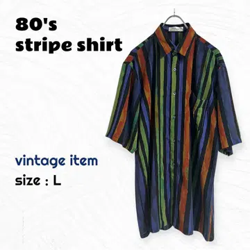 80's 멀티 스트라이프 셔츠 / 빈티지 일본제 올 패턴 폴리 구제 의류
