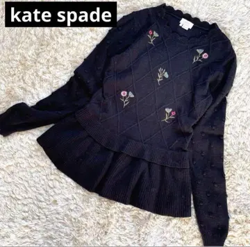 kate spade 케이트 스페이드 니트 꽃무늬 자수 블랙