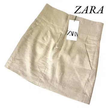 ZARA 자라 린넨 혼방 A 라인 미니 스커트 베이지 미사용 새상품