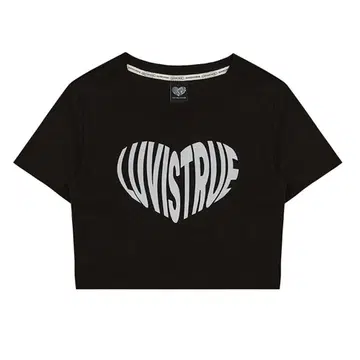 LUV IS TRUE 하트 로고 크롭 티셔츠 블랙 정품