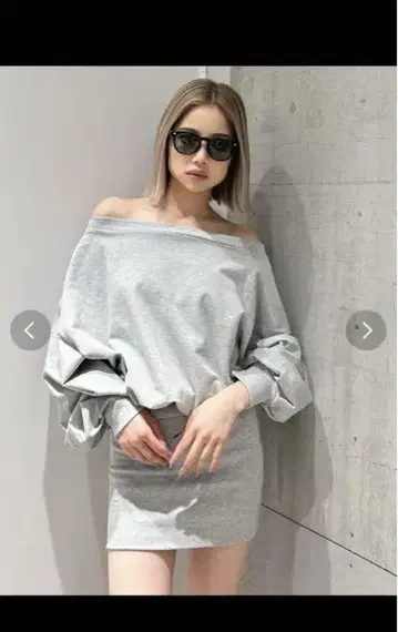 GYDA 오프숄더 그레이 미니 원피스