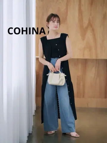 COHINA 코튼 레이스 사이드 티어드 원피스-short