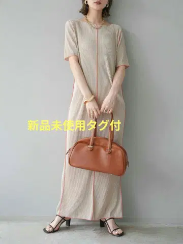 배색 플리츠 원피스 베이지 루미에 lumier