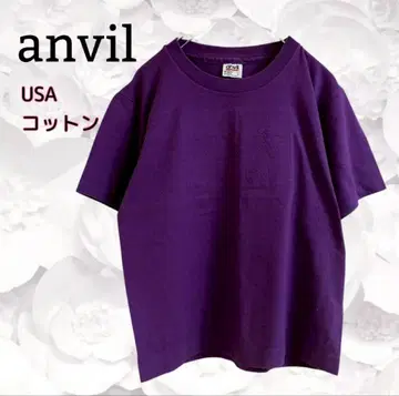 USA제 'Anvil' 티셔츠 반팔 USA 코튼 [M] 퍼플/보라색 무지