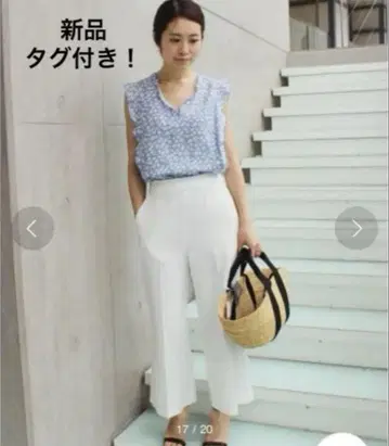 IENA 레트로 플라워 프릴 슬리브리스 블라우스 미사용 새상품