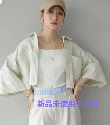 스트라이프 빅 커프스 숏 셔츠 오프 루미에 lumier