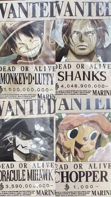 원피스 4종 세트 ONE PIECE 지명 수배서 포스터