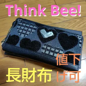 Think Bee! 장지갑 여성용 미사용 새상품 라운드 지퍼 블랙
