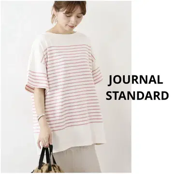 JOURNAL STANDARD 코튼 보더 하프 슬리브 풀오버