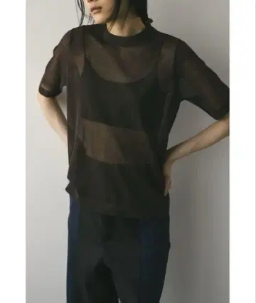 스타일 믹서기 워셔블 린넨 믹스 니트 T