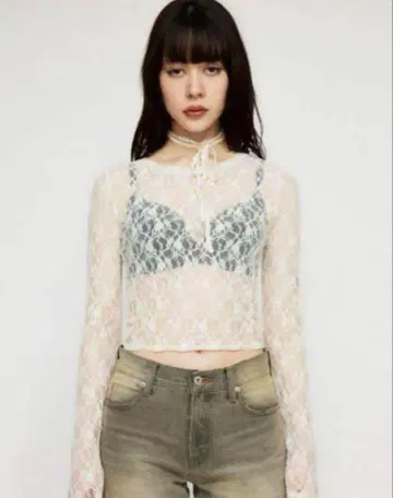 LAGUAGEM FLOR LACE 상의 러그 아젬 레이스 탑