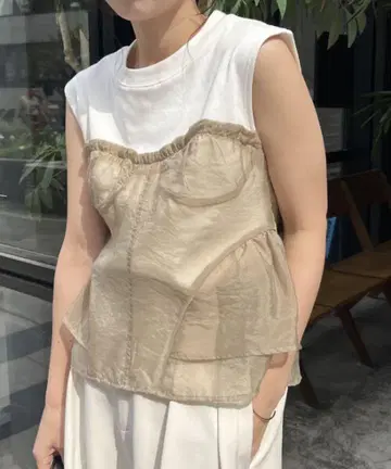 카프리슈 레마쥬 오간자 뷔스티에 티셔츠 F 브라운
