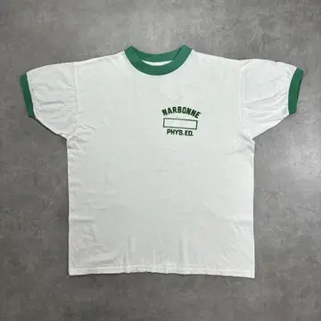 90s 빈티지 트림 T XL 사이즈 링거 T 화이트 칼리지 스쿨