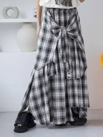 셔츠 같은 아지메 체크 롱 스커트 지나시스 미사용 새상품 이번 시즌 신상