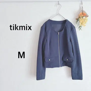틱믹스 tikmix 노카라 자켓 네이비 금 지퍼 M