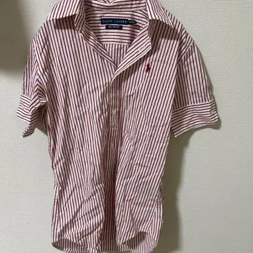 RALPH LAUREN 랄프 로렌 반팔 셔츠 스트라이프 빨간색 red
