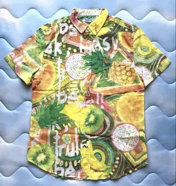 Desigual 후르츠 패턴 반팔 셔츠 알로하 셔츠 L 사이즈