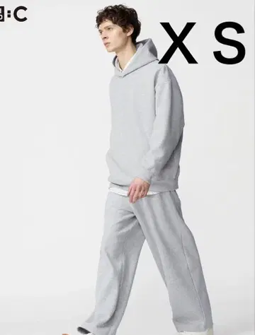 유니클로 C 유니클로 맨투맨 와이드 팬츠 그레이 XS 새상품급 유니섹스