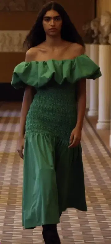 Sea NEW YORK 프릴 오프숄더 원피스 그린