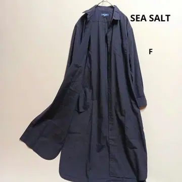 씨 솔트 네이비 코튼 셔츠 원피스 긴팔