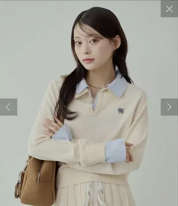 자수 카라 부착 폴로 니트 Chico 치코 폴로 니트 피케 셔츠 니트